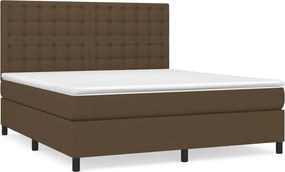 vidaXL Κρεβάτι Boxspring με Στρώμα Σκούρο Καφέ 160x200 εκ Υφασμάτινο