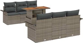 vidaXL Σετ Καναπέ Κήπου με μαξιλάρι 7 pcs Γκρι