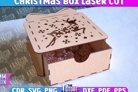 Σετ των 2 Intra απο ξύλο plywood 3mm-4mm πάχος Χριστουγεννιάτικο κουτί | CNC Δίασταση 15x15 cm INTRAFABR-86353753