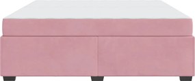 vidaXL Σκελετός Κρεβατιού με στρώμα Ροζ 200 x 200 cm ύφασμα