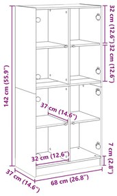 Ντουλάπα με Πόρτες 68x37x142 εκ. Επεξεργασμένο Ξύλο - Γκρι