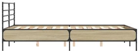 vidaXL Πλαίσιο Κρεβατιού Sonoma Δρυς 140x200 εκ. Επεξ. Ξύλο &amp; Μέταλλο