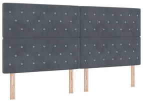 vidaXL Κρεβάτι με ελατήρια Σκούρο γκρι 200 x 200 cm Βελούδο