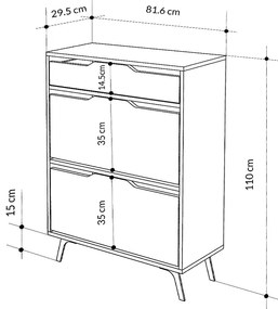 Παπουτσοθήκη Asta Megapap χρώμα λευκό 81,6x29,5x110εκ.