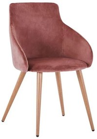 ARMCHAIR IVY VELVET DUSTY PINK AND METAL LEGS  55x55x80Y cm.