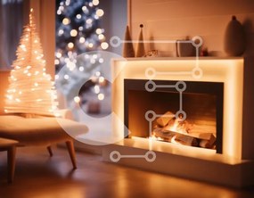 Intra Συλλεκτικό Ξύλινο Παζλ Plywood  4mm - Εορταστικό Σαλόνι Διακοσμημένο για τις Γιορτές Σε Ξύλινο Κουτί - Διαστάσεις Puzzle: 10x10 cm – 25 κομμάτια