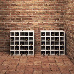 vidaXL Ράφι Κρασιού 2 pcs Λευκό 56 x 25 x 56 cm Στερεά ξυλεία πεύκου