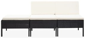 vidaXL Σαλόνι Κήπου 3 Τεμαχίων Μαύρο από Συνθετικό Ρατάν με Μαξιλάρια