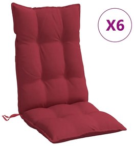 Μαξιλάρια Καρέκλας με Πλάτη 6 τεμ. Μπορντό από Ύφασμα Oxford - Κόκκινο