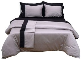 Παπλωματοθήκη Με Φάσα Luxury Bicolour 1 Grey/Black Anna Riska Υπέρδιπλo 220x240cm 100% Βαμβακοσατέν
