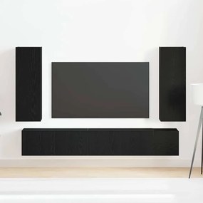 vidaXL Σετ Ραφιού Τοίχου για Τηλεόραση 5 Τεμαχίων σε Μαύρο Δρυ