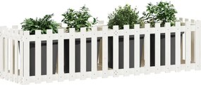 vidaXL Ζαρντινιέρα με Σχέδιο Φράχτη Λευκή 200x50x50 εκ. Μασίφ Πεύκο
