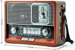 Επαναφορτιζόμενο ραδιόφωνο Retro - ΕK105 - 830128 - Red