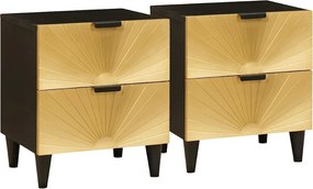 vidaXL Κομοδίνο 2 pcs Μαύρο και Χρυσό 40 x 33 x 46 εκ.