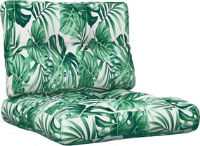 vidaXL Μαξιλάρια Παλέτας 2 τεμ. Σχέδιο Φύλλων Υφασμάτινα