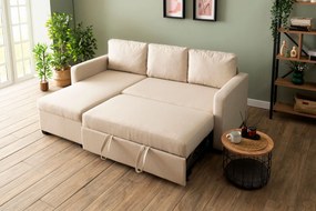 Corner Sofa-Bed Kado - Cream Cream
