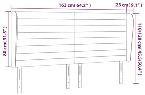 Κεφαλάρι με Πτερύγια Σκούρο Γκρι 163x23x118/128 εκ. Υφασμάτινο - Γκρι