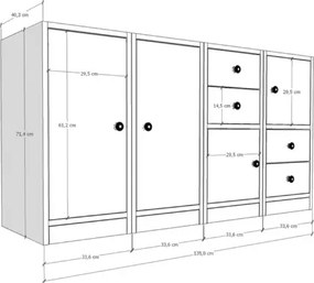 Stewehome Κονσόλα με ντουλάπια και συρτάρια Λευκό 131x40x72 cm