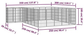 Κλουβί Σκύλου 26 Πάνελ Μαύρο 50x100 εκ. Ατσάλι με Βαφή Πούδρας - Μαύρο