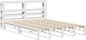 vidaXL Σκελετός Κρεβ. Χωρίς Στρώμα Λευκό 150x200 εκ Μασίφ Πεύκο