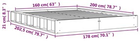 Σκελετός Κρεβ. Χωρίς Στρώμα Καφέ Κεριού 160x200 εκ Μασίφ Πεύκο - Καφέ