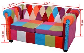 vidaXL Καναπές Διθέσιος Chesterfield Υφασμάτινος