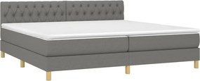 vidaXL Κρεβάτι Boxspring με Στρώμα &amp; LED Σκ.Γκρι 200x200εκ. Υφασμάτινο