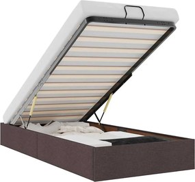 vidaXL Οθωμανικό πλαίσιο κρεβατιού χωρίς στρώμα Σκούρο καφέ Ύφασμα