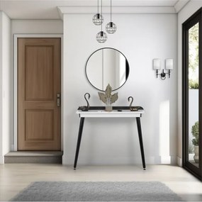 Stewehome Μοντέρνα κονσόλα εισόδου με καθρέφτη από σανίδα μελαμίνης Λευκό 32x77x77 cm