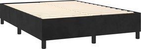 vidaXL Κρεβάτι Boxspring με Στρώμα &amp; LED Μαύρο 140x190 εκ. Βελούδινο