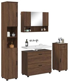 vidaXL Σετ Επίπλων Μπάνιου με ράφι 4 pcs Καφέ δρυς 30 x 35 x 192 εκ.