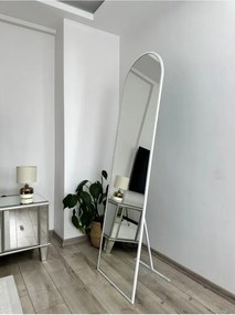 Οβάλ καθρέφτης με μεταλλικό λευκό πλαίσιο και βάση Λευκό 180x60x1.5 cm