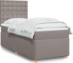 vidaXL Κρεβάτι Boxspring με Στρώμα Taupe 90x190 εκ.Υφασμάτινο