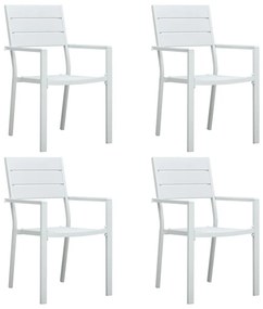 47884 vidaXL Καρέκλες Κήπου 4 τεμ. Λευκές με Όψη Ξύλου από HDPE Λευκό, 1 Τεμάχιο