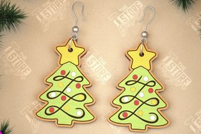 Σετ των 3 Intra απο ξύλο plywood 3mm-4mm πάχος Χριστουγεννιάτικα Σκουλαρίκια | Σχεδιασμός κοσμημάτων |CNC Δίασταση 3x3 cm INTRAFABR-105341002