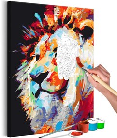 Πίνακας ζωγραφικής με αριθμούς Πορτρέτο ενός πολύχρωμου λιονταριού - 40x60