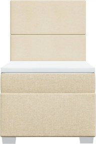 vidaXL Κρεβάτι Boxspring με Στρώμα Κρεμ 90x190 εκ.Υφασμάτινο