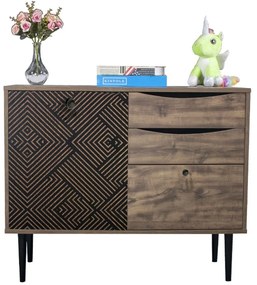 Κομότα Home 90x39.5x75cm Black Grey Oak 271-00-022 Melamine, Metal