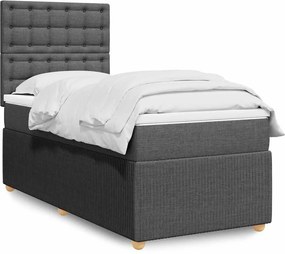 vidaXL Κρεβάτι Boxspring με Στρώμα Σκούρο Γκρι 90x190 εκ. Υφασμάτινο