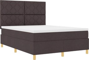 vidaXL LED Κρεβάτι με βάθρο Σκούρο Καφέ 160 x 200 cm ύφασμα