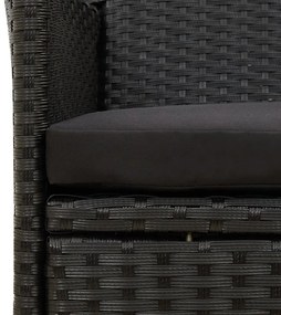vidaXL Σετ Τραπεζαρίας Εξ. Χώρου 7 τεμ. Μαύρο Συνθ. Ρατάν με Μαξιλάρια