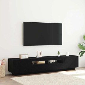 vidaXL Τηλεοπτική ντουλάπα με LED Φώτα Μαύρη Δρυς 200x35x40 εκ Επεξεργασμένο ξύλο