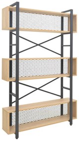 Βιβλιοθήκη Fifer pakoworld σε oak-μαύρη απόχρωση 120x28x185εκ
