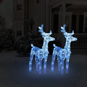 vidaXL Χριστουγεννιάτικοι Τάρανδοι 2 τεμ. με 80 LED Μπλε Ακρυλικοί