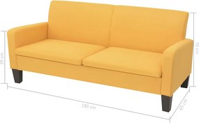 vidaXL Σετ Σαλονιού 2 Τεμαχίων Κίτρινο Υφασμάτινο