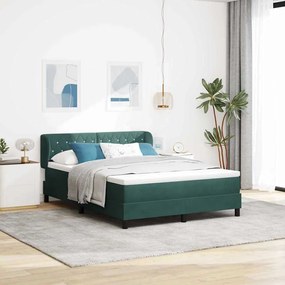 Κρεβάτι Box Spring με Στρώμα vidaXL Σκούρο Πράσινο 140x190 εκ. Βελούδο