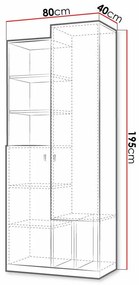 Βιβλιοθήκη Omaha F116, Με πόρτες, Πλαστικοποιημένη μοριοσανίδα, Ο αριθμός των θυρών: 2, 195x80x40cm, 60 kg, Γκρι, Γραφίτης | Epipla1.gr