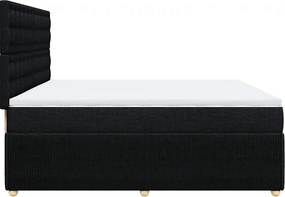 vidaXL Κρεβάτι Boxspring με Στρώμα Μαύρο 200x200 εκ. Υφασμάτινο