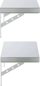 vidaXL Ράφια Τοίχου 2Τεμ. Ασημί 50x23,5 εκ. Ανοξείδωτο Ατσάλι