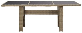 vidaXL Τραπεζαρία Κήπου Καφέ 200x100x74 εκ. από Γυαλί/Συνθετικό Ρατάν